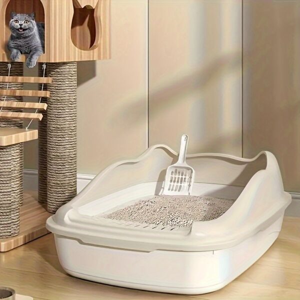 1pc Cat Litter Box, Oversized Semi Enclosed Cat Toilet, Anti Sand Small Kitten Litter Box - Image 16