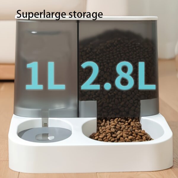 2-in-1 Large Capacity 2.8L Automatic Pet Feeder and Water Dispenser for Cats and Dogs - Transparent Design - Image 4