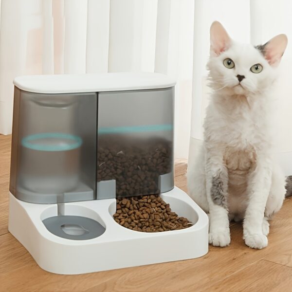 2-in-1 Large Capacity 2.8L Automatic Pet Feeder and Water Dispenser for Cats and Dogs - Transparent Design - Image 2