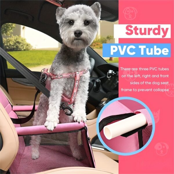 Pet Car Booster Seat For Dog Cat Portable And Breathable Bag With Seat Belt Dog Carrier Safety Stable For Travel Look Out With Clip On Leash With PVC Tube Christmas Gift - Image 4