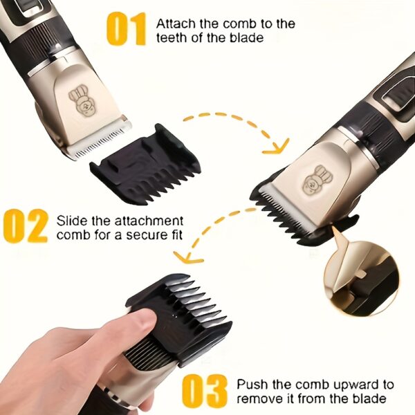 USB Rechargeable Pet Grooming Kit - Electric Hair Trimmer for Dogs & Cats, Low Noise, Portable Clippers - Image 3