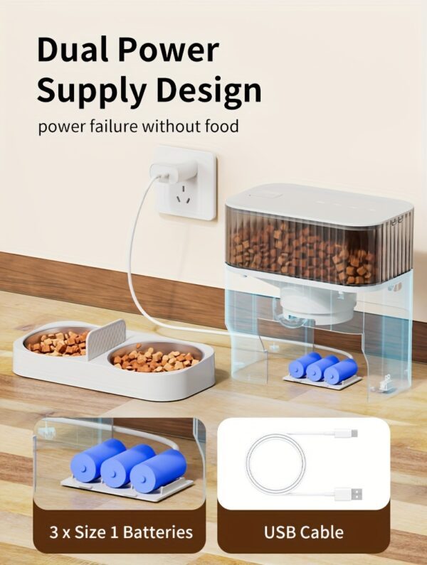 Large Capacity Automatic Dog Feeder, WiFi Cat Food Dispenser, with 1080P Camera, Can Feed 2 Cats and Dogs, 1.32gal Pet Feeder, APP Control, Two-way Audio, Dual Power, Three Versions, Ideal Gift for Pet Owners Does not include battery and adapter - Image 14