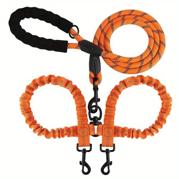 Two Dog 360 Swivel No Tangle Double Shock Absorbing Reflective Bungee Training Leashes, Double Dog Leashes for Walking - Image 15
