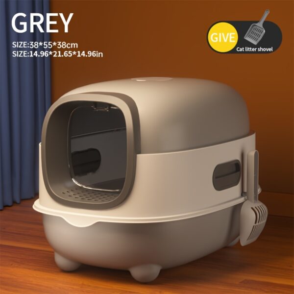 1pc Large Capacity Cat Litter Box, Anti-Splash Fully Enclosed Top-Entry, Odor Isolated, Dual Use, Foldable Design, Spacious For Cats Up To 40lbs/18kg - Image 3