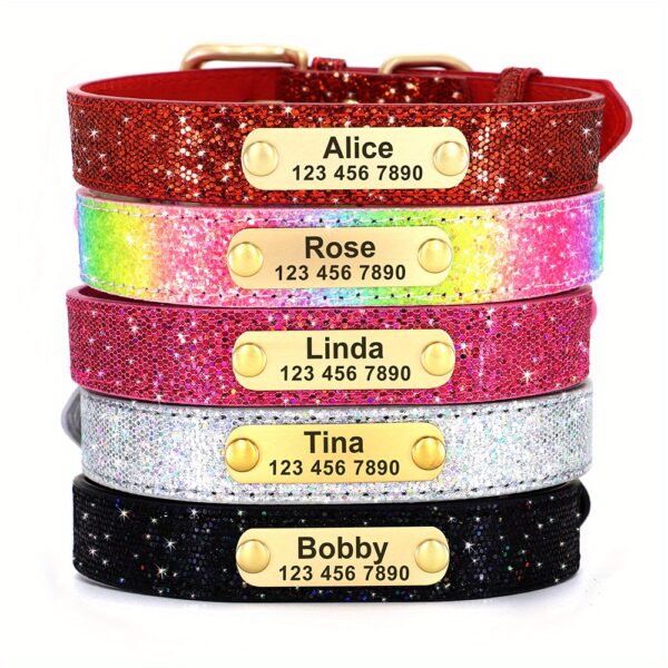 Bling Customized Dog Collar Anti-Lost Glitter ID Dog Collar Adjustable Pet Puppy Collar For Small Medium Dog Ji Doll Pug - Image 20