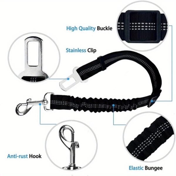 Durable Nylon Dog Seat Belt - Adjustable Car Safety Harness with Leash for Secure Travel - Image 19