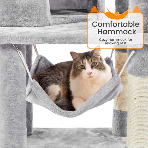 Costoffs 69inch Cat Tree, Multilevel Cat Towers W/ Double Cat Condo, Hammock, Basket, Double Plush Perches Sisal Rope Furry Ball for Cats Kittens - Image 10