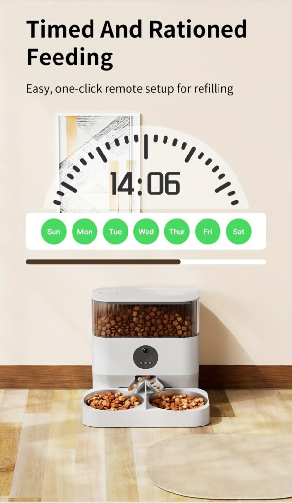 Large Capacity Automatic Dog Feeder, WiFi Cat Food Dispenser, with 1080P Camera, Can Feed 2 Cats and Dogs, 1.32gal Pet Feeder, APP Control, Two-way Audio, Dual Power, Three Versions, Ideal Gift for Pet Owners Does not include battery and adapter - Image 17