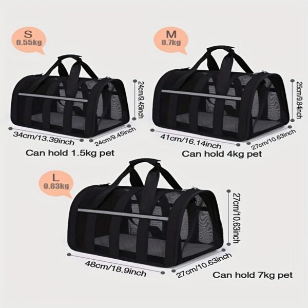 Dog Carrier, Cat Carriers, Airline Approved Pet Carrier, For Small Medium Dogs Cats Puppies, Collapsible Soft Sided Travel Puppy Carrier Bag - Image 3