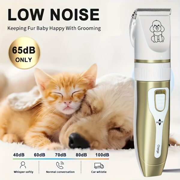 Professional Pet Grooming Kit - USB Rechargeable Electric Clippers & Brush Set with Ceramic Blades for Dogs & Cats, Includes 6mm & 12mm Combs - Ideal for Small to Medium Breeds, Dog Grooming - Image 8