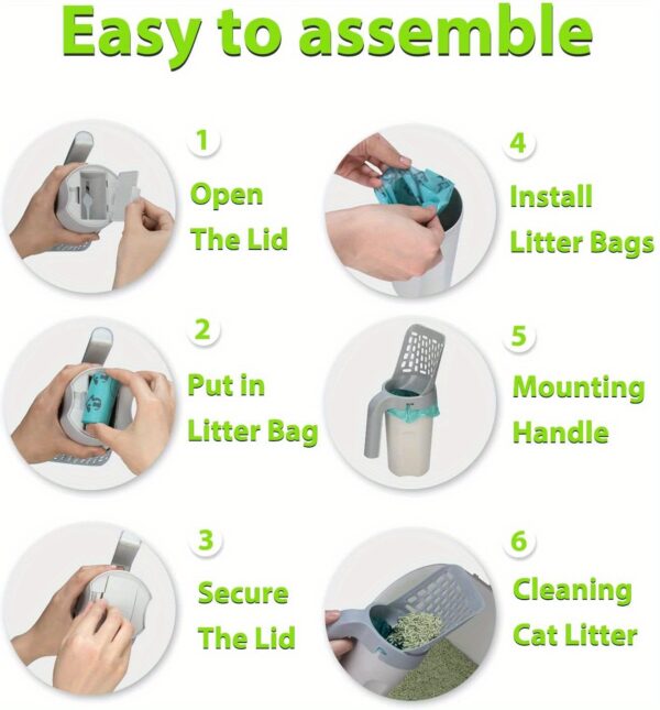 120pcs Large Capacity Disposable Pet Poop Bags with Integrated Cat Litter Shovel and 1 Roll Poop Bag - Easy Scoop, Convenient Bag Holder, and Sanitary Cleaning for Cats - Image 13