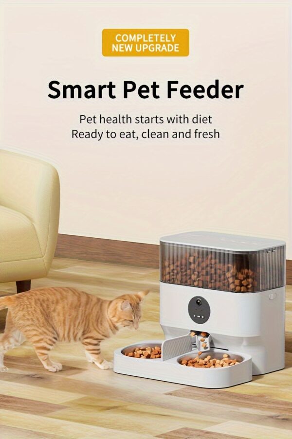 Large Capacity Automatic Dog Feeder, WiFi Cat Food Dispenser, with 1080P Camera, Can Feed 2 Cats and Dogs, 1.32gal Pet Feeder, APP Control, Two-way Audio, Dual Power, Three Versions, Ideal Gift for Pet Owners Does not include battery and adapter - Image 11