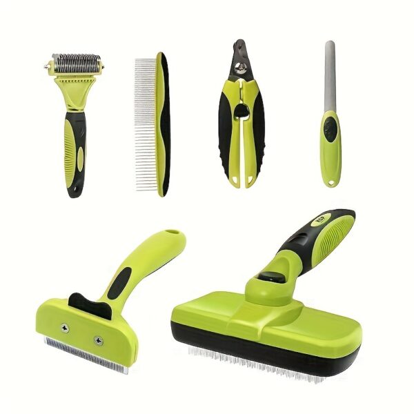 6 in 1 Pet Grooming Kit - Dog & Cat Deshedding Brush, Comb, Nail Clippers, Dematting Tool with Storage Bag - Durable Flea Combs Set for All Pets - Professional Groomer Quality - Image 3