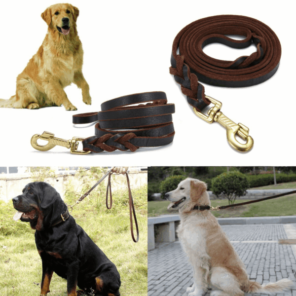 6ft Genuine Braided Leather Dog Leash - Strong, Soft, and Comfortable Heavy-Duty Training Leash for Large, Medium, and Small Dogs - Ideal for Walking, Training, and Everyday Use - Image 10