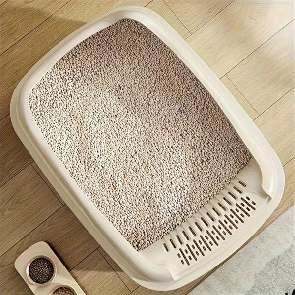 1pc Cat Litter Box, Oversized Semi Enclosed Cat Toilet, Anti Sand Small Kitten Litter Box - Image 12