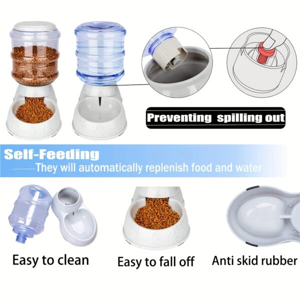 A Set Of Automatic Pet Feeders And Drinkers - High Capacity, Gravity Supply, Battery-free Plastic Feeding And Drinking Stations For Cats And Dogs - Image 3