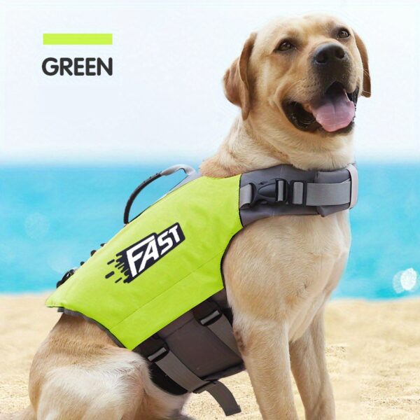 High-Visibility Orange Dog Life Jacket with Gray Accents - Durable Polyester, Adjustable Safety Swim Vest for All Dog Sizes with Easy-Wear Straps & Large "FAST" Print - Perfect for Summer Beach & Pool Activities, Beach Safety Gear|Adjustable Dog Jacket|Du - Image 5