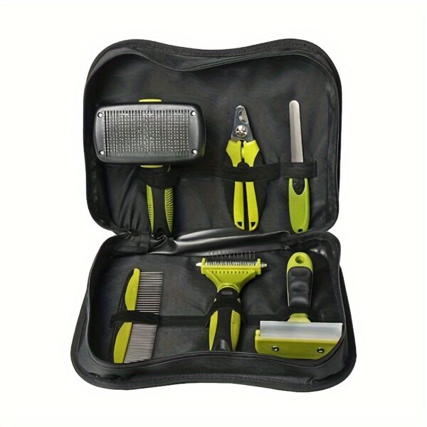 6 in 1 Pet Grooming Kit - Dog & Cat Deshedding Brush, Comb, Nail Clippers, Dematting Tool with Storage Bag - Durable Flea Combs Set for All Pets - Professional Groomer Quality - Image 6