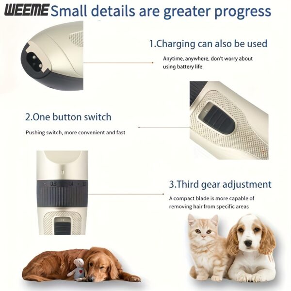 [Professional Pet Grooming Kit] 36V Professional Cordless Pet Grooming Kit - USB Rechargeable Dog And Cat Hair Trimmer with Lithium Battery, Pet Salon Hairdressing Tools Set - Guide Combs, Scissors, And Nail Clippers - Image 3