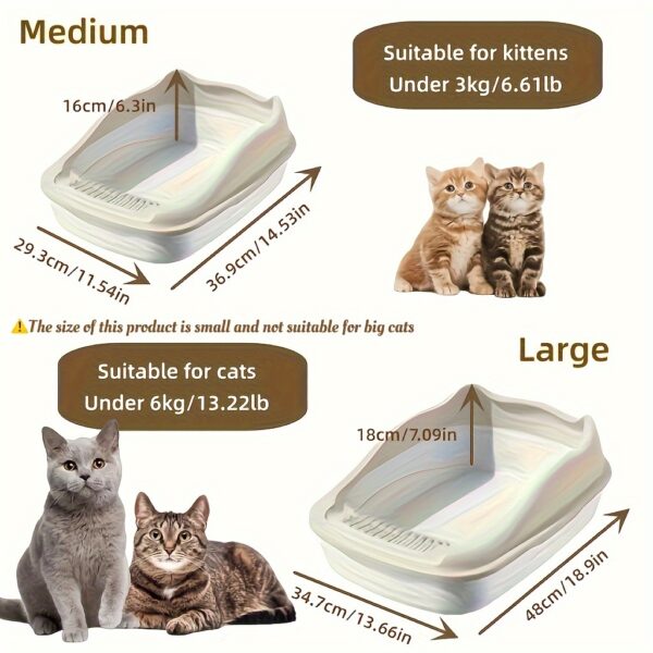 1pc Cat Litter Box, Oversized Semi Enclosed Cat Toilet, Anti Sand Small Kitten Litter Box - Image 2