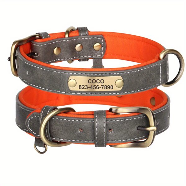 [Custom Dog Collar] Soft Padded Custom Engraved Dog Collar with ID Nameplate - Adjustable Pet Collars for Small to Large Dogs - Solid Pattern, Durable Material, Personalized - Image 29