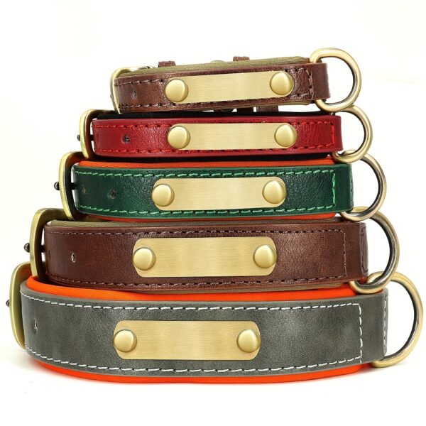 [Custom Dog Collar] Soft Padded Custom Engraved Dog Collar with ID Nameplate - Adjustable Pet Collars for Small to Large Dogs - Solid Pattern, Durable Material, Personalized - Image 10