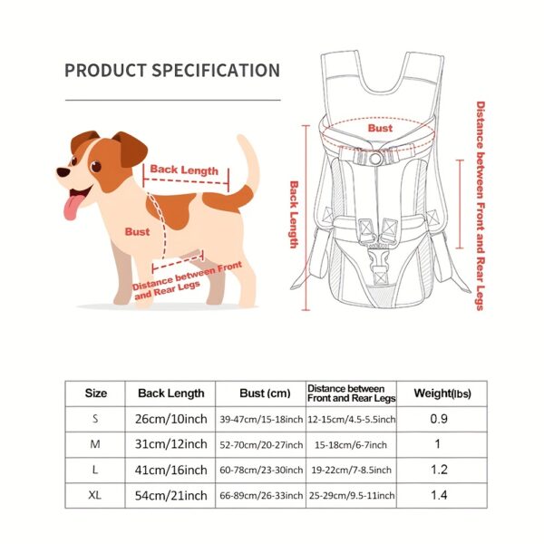 Pet Front Dog Carrier Backpacks, Adjustable Hands Free Dog Backpack Carrier For Medium Small Dogs - Image 4