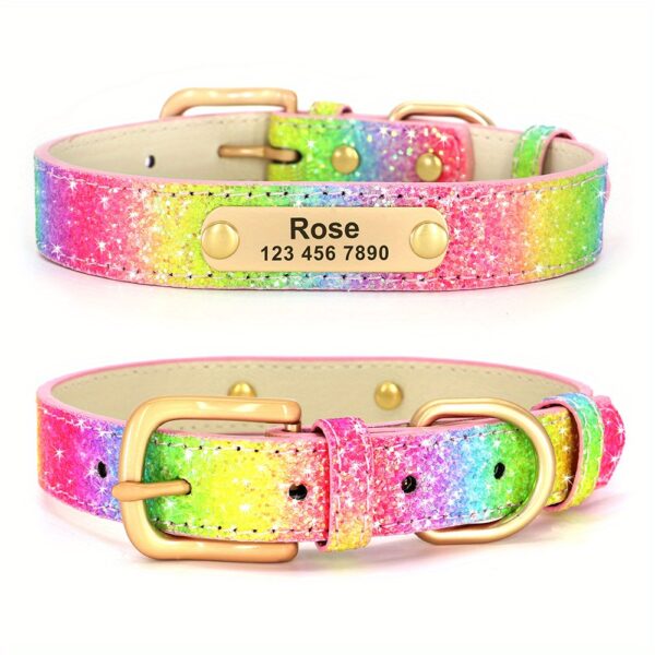 Bling Customized Dog Collar Anti-Lost Glitter ID Dog Collar Adjustable Pet Puppy Collar For Small Medium Dog Ji Doll Pug - Image 11