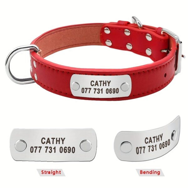 Custom Engraved Dog Collar with Personalized ID Tag - Durable Padded Pet Collar for Small, Medium & Large Dogs - Solid Pattern, Adjustable Fit, Secure Metal Hardware, Personalized Pet Accessory | Stylish Dog Collar | Durable Band, Personalized Dog Collar - Image 3