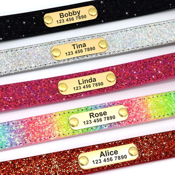 Bling Customized Dog Collar Anti-Lost Glitter ID Dog Collar Adjustable Pet Puppy Collar For Small Medium Dog Ji Doll Pug - Image 10