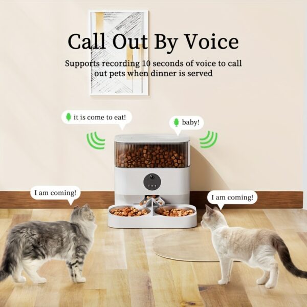 Large Capacity Automatic Dog Feeder, WiFi Cat Food Dispenser, with 1080P Camera, Can Feed 2 Cats and Dogs, 1.32gal Pet Feeder, APP Control, Two-way Audio, Dual Power, Three Versions, Ideal Gift for Pet Owners Does not include battery and adapter - Image 9