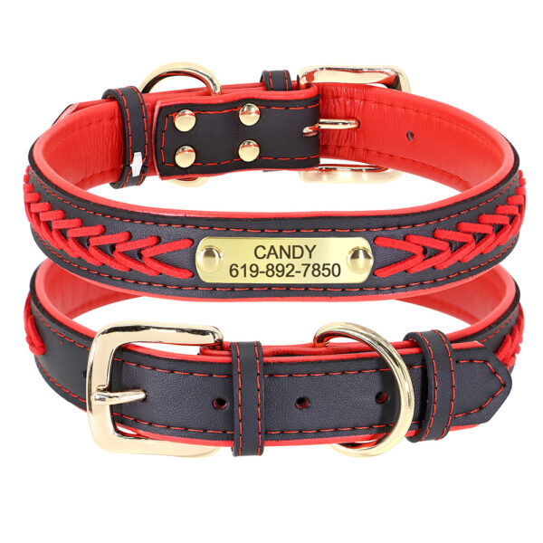 Personalized Engraved Braided Dog ID Tag Collar - Adjustable, Customizable with Name & Contact Info for Small to Large Breeds (Pitbull, French Bulldog) - Red & Black Design, Dog Collar | Stylish Dog Collar | Dog Collar - Image 13