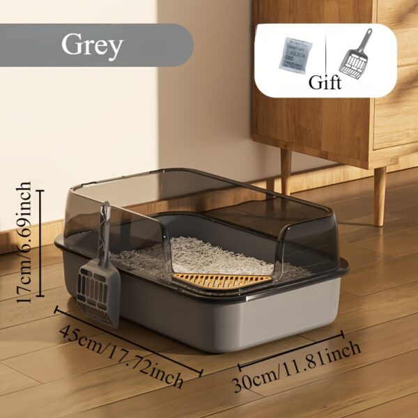 Extra Large Open Cat Litter Box with Scoop, High Sided Splash Guard Semi-Enclosed with Non-Slip Step, Durable Plastic Rectangular Kitty Litter Pan - Image 8