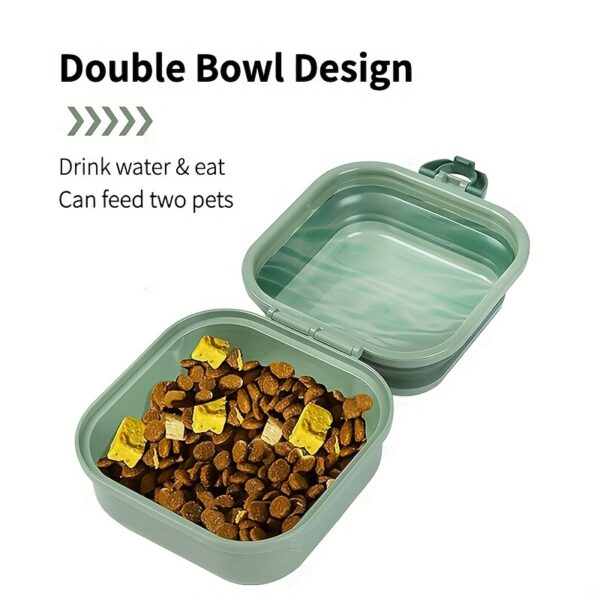 Multifunctional Collapsible Pet Double Bowls Portable Plastic Double-Layer Leak Proof Dog Food Bowl Water Bowl For Pet Outdoor Traveling Camping Walking Supplies - Image 6