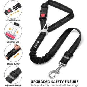 1pc Premium Dog Car Safety Seat Belt - Adjustable, Comfort-Cushioned, Durable Headrest Restraint for Secure Travel - High-Strength Elastic, Quick-Adjust Design for Ultimate Pet Safety