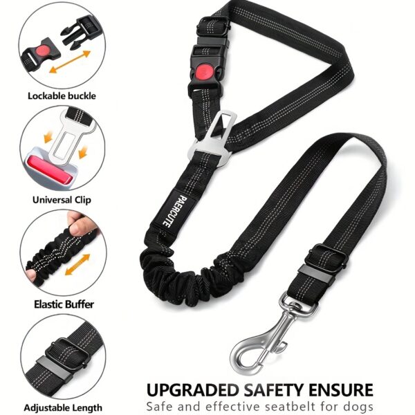 1pc Premium Dog Car Safety Seat Belt - Adjustable, Comfort-Cushioned, Durable Headrest Restraint for Secure Travel - High-Strength Elastic, Quick-Adjust Design for Ultimate Pet Safety