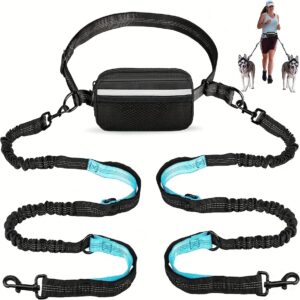 Hands-Free Adjustable Double Handle Dog Leash - Elastic Retractable Rope for Large and Medium Dogs - Perfect for Running, Jogging, and Walking with Your Pet