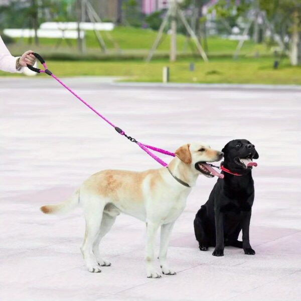 Two Dog 360 Swivel No Tangle Double Shock Absorbing Reflective Bungee Training Leashes, Double Dog Leashes for Walking - Image 19