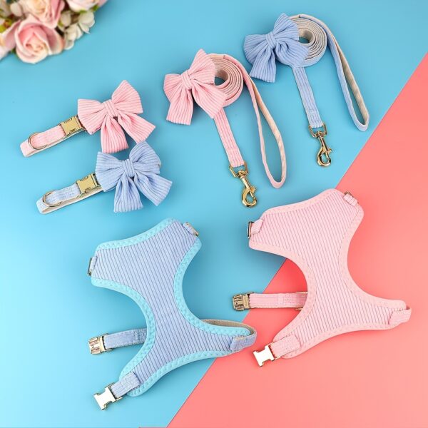 Soft Breathable Dog Collar Harness Leash Set Bowknot Pet Vest Harnesses Adjustable Pet Collars Leads For Small Medium Dogs - Image 10