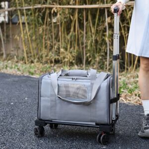 Cat And Dog Carrier With Detachable Wheels - Airline Approved Rolling Carrier For Small Pets And Cats - Foldable Pet Travel Bag