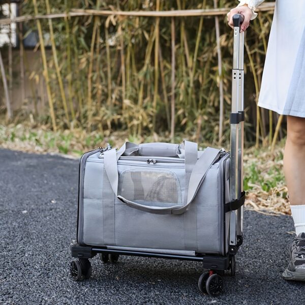Cat And Dog Carrier With Detachable Wheels - Airline Approved Rolling Carrier For Small Pets And Cats - Foldable Pet Travel Bag