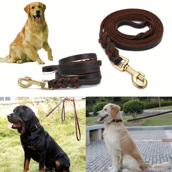 6ft Genuine Braided Leather Dog Leash - Strong, Soft, and Comfortable Heavy-Duty Training Leash for Large, Medium, and Small Dogs - Ideal for Walking, Training, and Everyday Use - Image 7