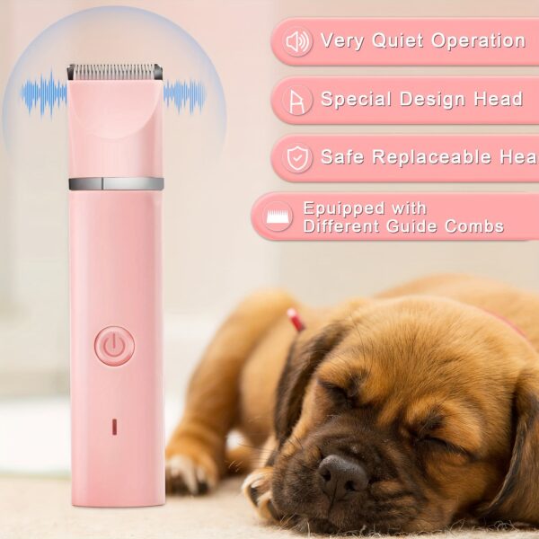 [600mAh Quiet Pet Grooming Kit] Quiet Pet Grooming Kit: Rechargeable Dog & Cat Hair Clippers with Low-Noise Paw Trimmer and Cordless Nail Grinder - USB Powered, 600mAh Battery - Image 2