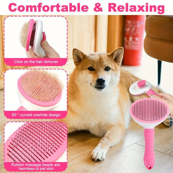 10-Piece Complete Pet Grooming Kit for Dogs and Cats - Includes Self-Cleaning Slicker Brush, Nail Clippers, File, Eye Comb, Flea Comb, Silicone Toothbrush, Shampoo Massage Brush and Stainless Steel Tools - Image 6