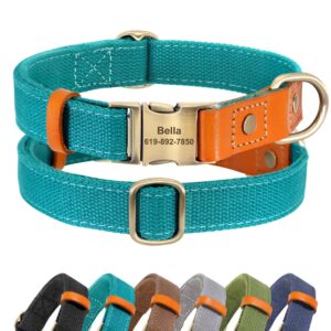 Durable Personalized Nylon Dog Collar with ID Tag - Adjustable for Dogs and Cats