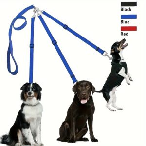 3-Way Dog Leash | Adjustable Nylon Seat Belt for Car Travel, Hiking & Camping | No-Pull Design with Comfort Grip Handle | Multi-Color Options | Secure Clip Attachment for Safe Outdoor Walks, Car Safety Gear | Comfortable Grip Leash | Durable Nylon Leash