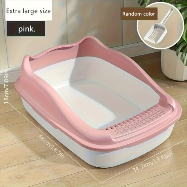1pc Cat Litter Box, Oversized Semi Enclosed Cat Toilet, Anti Sand Small Kitten Litter Box - Image 13