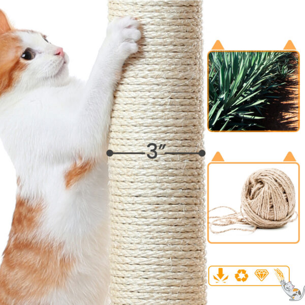 Costoffs 69inch Cat Tree, Multilevel Cat Towers W/ Double Cat Condo, Hammock, Basket, Double Plush Perches Sisal Rope Furry Ball for Cats Kittens - Image 8