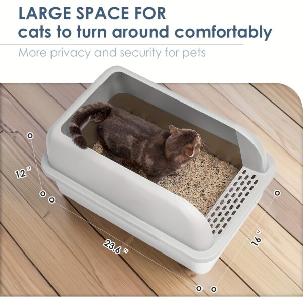 Extra Large Stainless Steel Cat Litter Enclosure - Secure, Spill-Proof Design for Big Cats - High-Walled, Non-Sticky & Anti-Leakage Metal Pan with Odor Control, Effortless Cleaning - Image 4