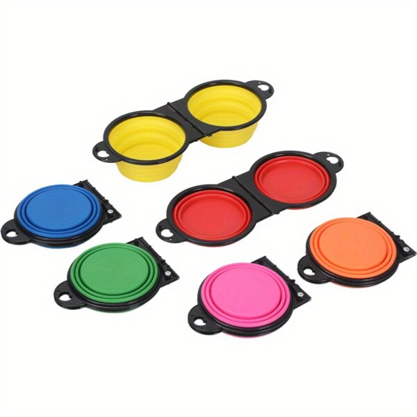 Collapsible Silicone Dog Travel Bowls, 2 In 1 Double Bowls Folding TPE Dog Food Bowl Water Bowl, Hangable Dog Feeder Dish Bowl For Outdoor Walking Camping Traveling - Image 24